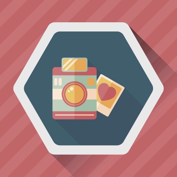 情人节照片长阴影扁平图标，eps10图片下载