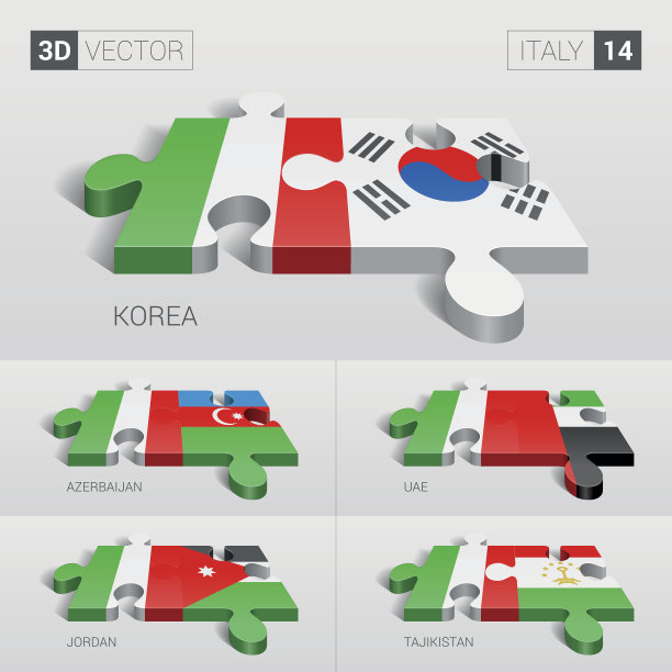 意大利国旗。3d矢量拼图。14。图片下载