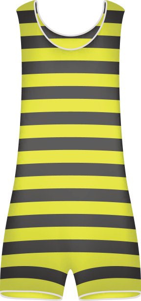 黄黑相间的条纹复古泳衣图片下载
