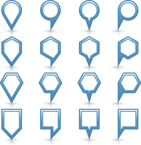 平坦的蓝色地图引脚标志位置图标图片下载