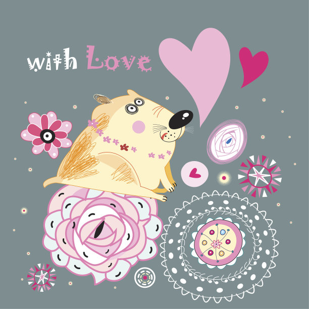 无缝欢乐图案与爱犬图片下载