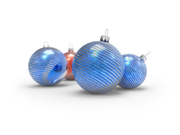 蓝色和银色条纹的圣诞装饰物图片下载