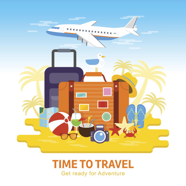 旅行到世界，平面设计矢量插图。图片下载