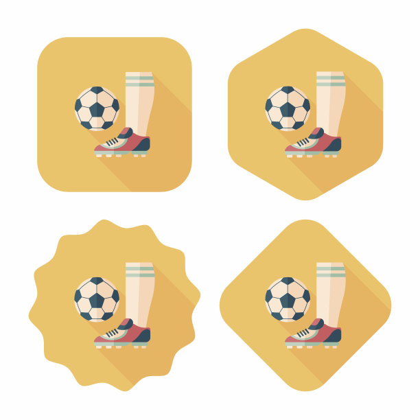 足球平图标与长影子，eps10图片下载