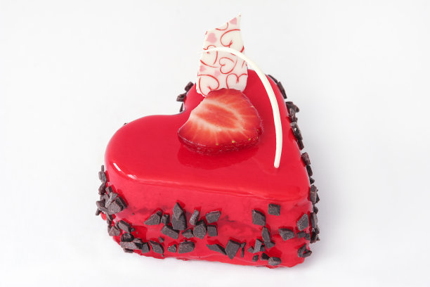 美味的心形蛋糕作为情人节特写图片下载