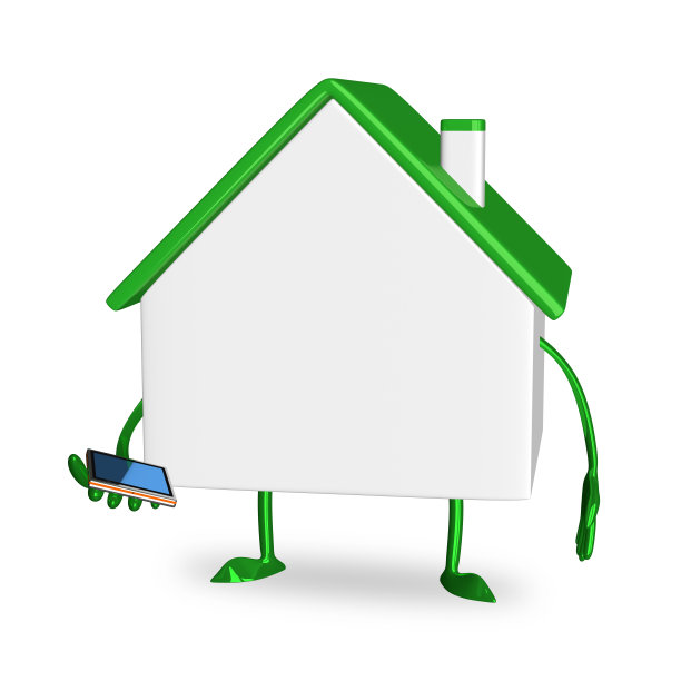 带智能手机的白色小屋图片下载