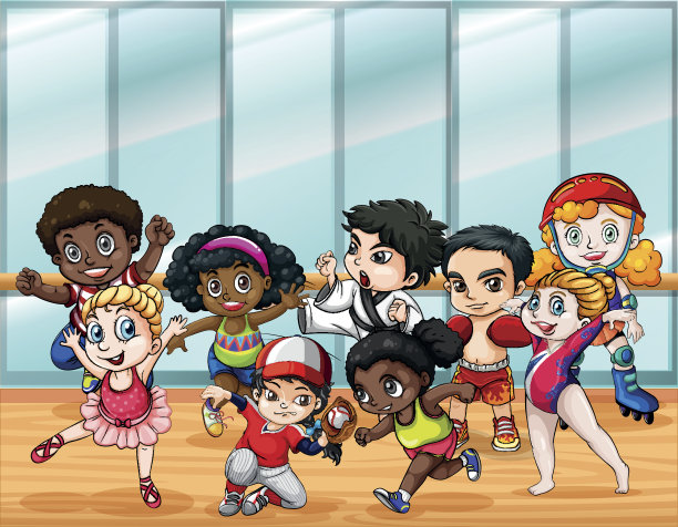 孩子们穿着不同的运动服图片下载