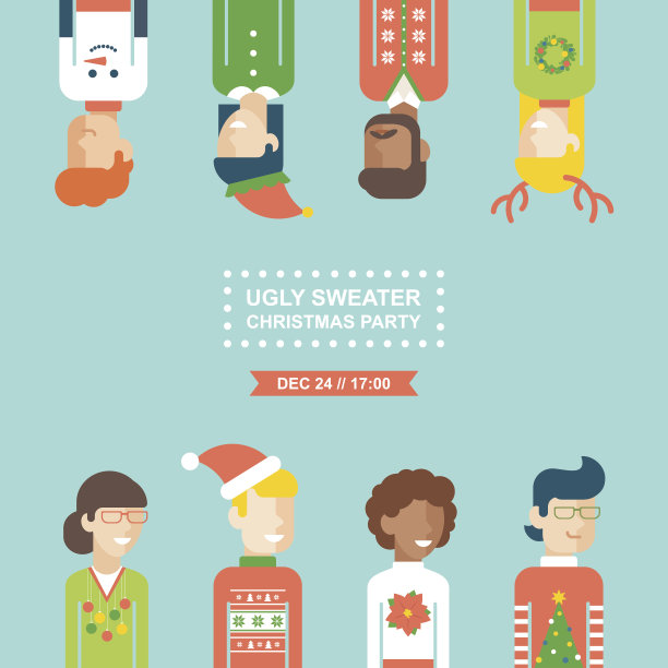 圣诞晚会人平矢量请帖图片下载