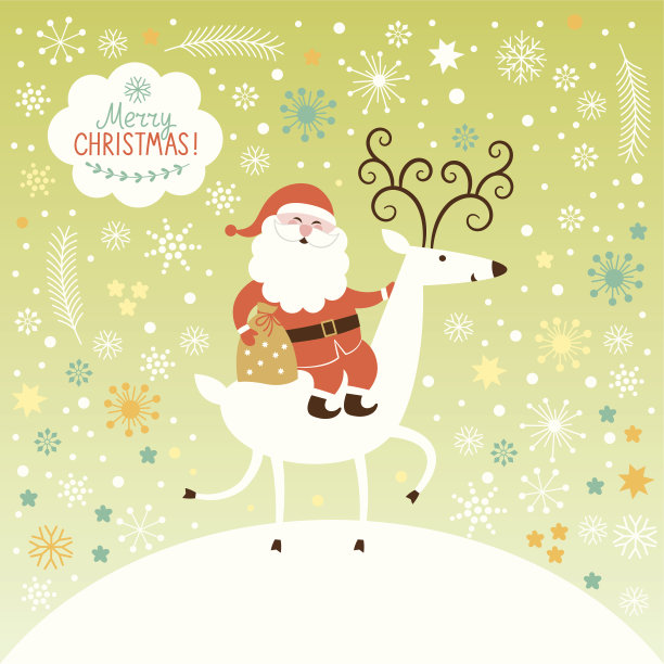 圣诞老人骑着鹿。图片下载