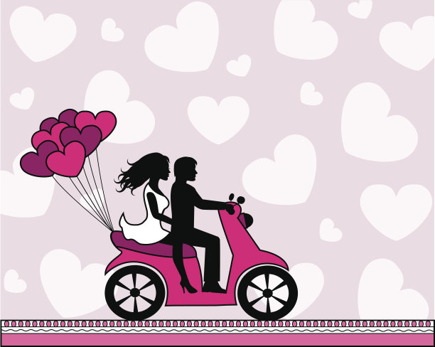 一对骑摩托车的情侣图片下载