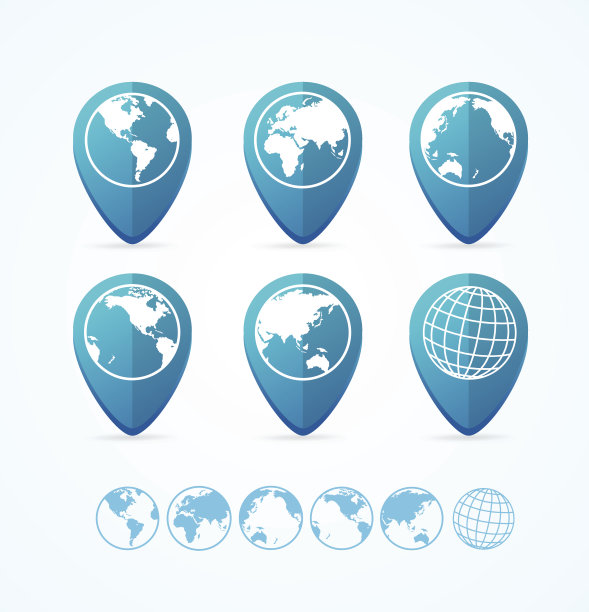 全球图标设置标签。向量图片下载