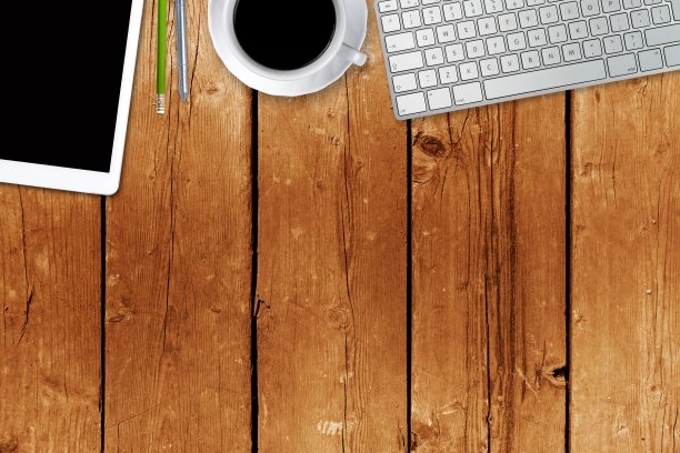 木桌，俯视图。设计方便操作。图片下载