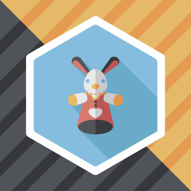 兔子手木偶的长影子扁平图标，eps10图片下载