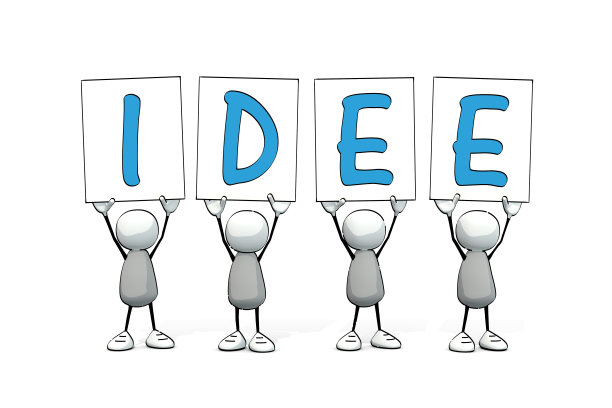 有四个标志的小人物- idea(德语:Idee)图片下载