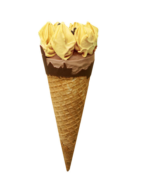 华夫蛋筒冰淇淋，白色背景上孤立图片下载