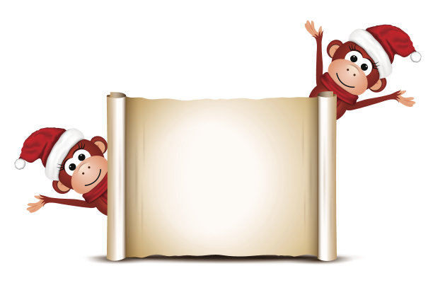 有有趣猴子的圣诞卡图片下载