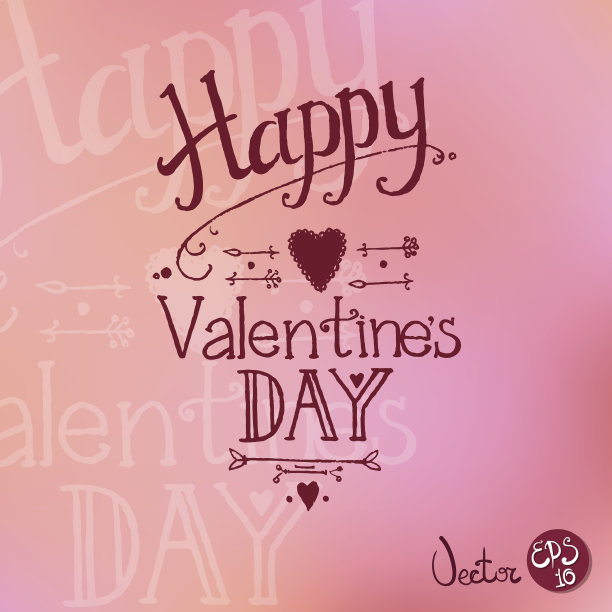 复古手绘情人节贺卡图片下载