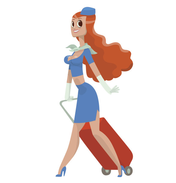 空姐，一头红色的长卷发图片下载