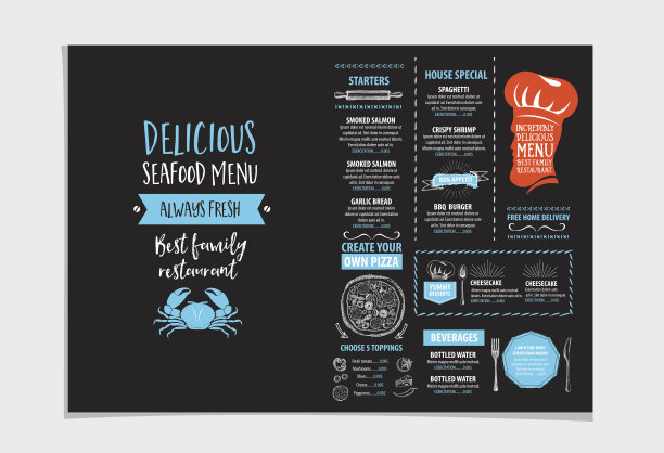 餐厅的食品菜单。图片下载