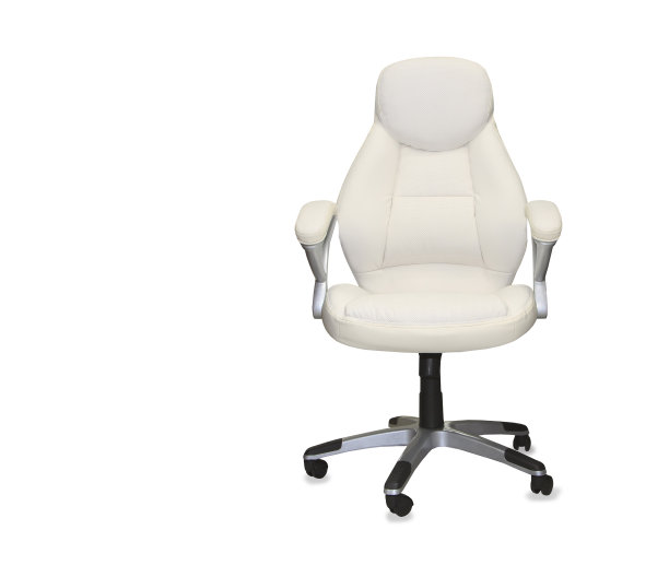 办公椅由白色皮革隔离图片下载