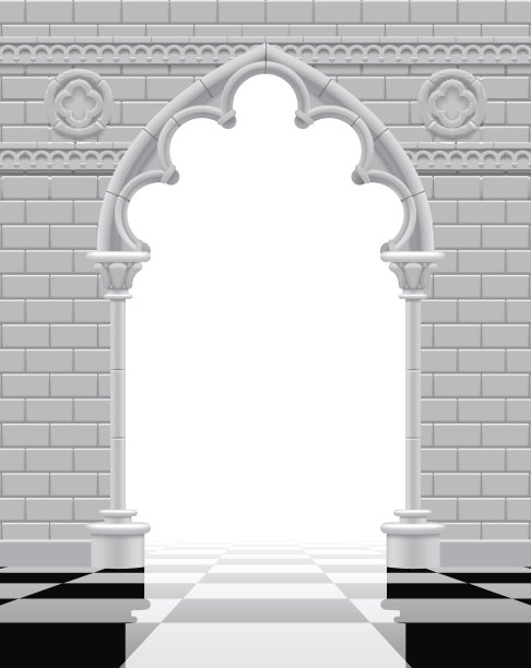 黑色和白色的哥特式拱门和墙壁图片下载