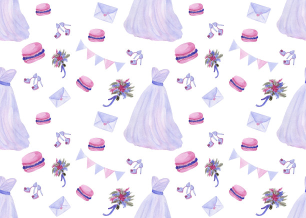 水彩婚礼无缝模式流行宁静色图片下载