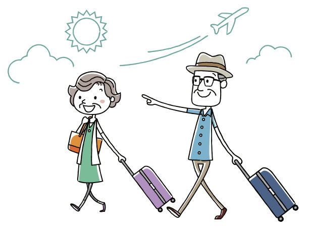 插图材料:老年夫妇旅行图片下载