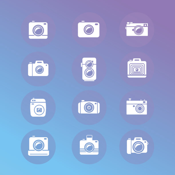 矢量照片相机复古和新的图标设置图片下载