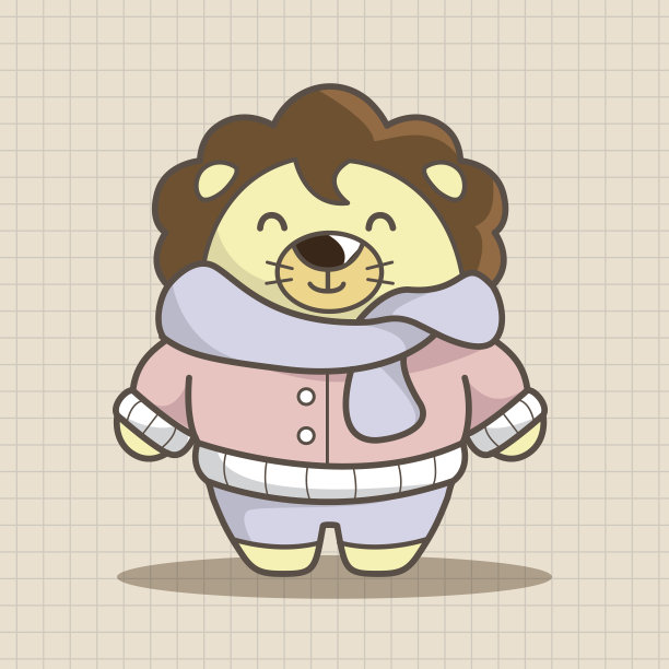 动物狮子冬季卡通主题元素图片下载