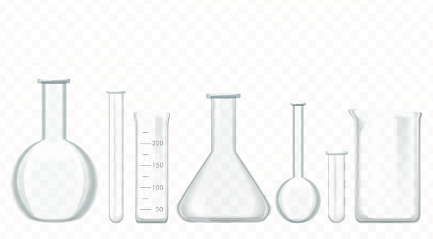 矢量玻璃试管隔离在白色上。实验室玻璃器皿设备。图片下载