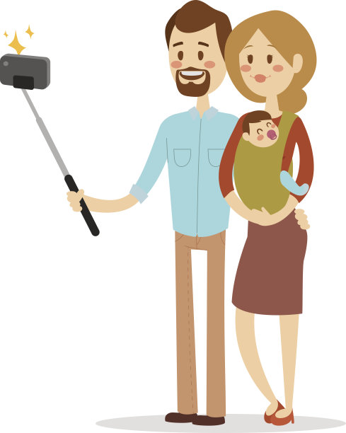 自拍家庭肖像矢量插图图片下载