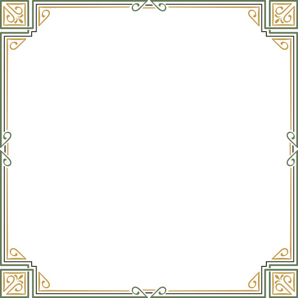 华丽的颜色方形框架，角。新艺术风格。图片下载