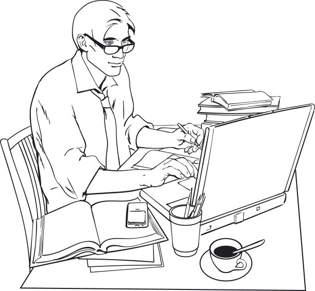 人在工作和大量的文件图片下载