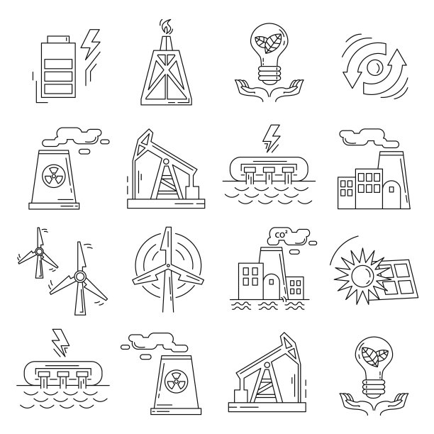 能源生态与污染矢量图标集图片下载