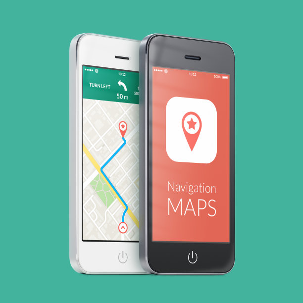 黑白智能手机地图gps导航应用图片下载