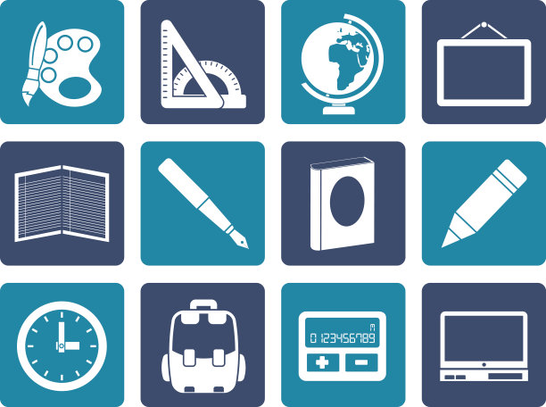 扁平学校和教育图标图片下载