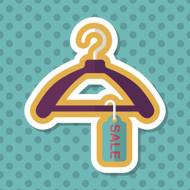 购物衣架平与长影子图标，eps10图片下载