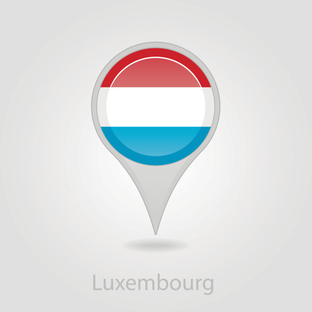 卢森堡旗针地图图标，矢量插图图片下载