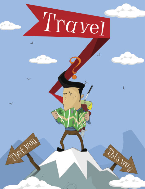 背包客在看地图。图片下载