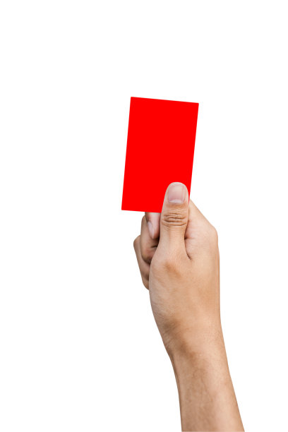 红牌隔离在白色背景上的裁判手图片下载