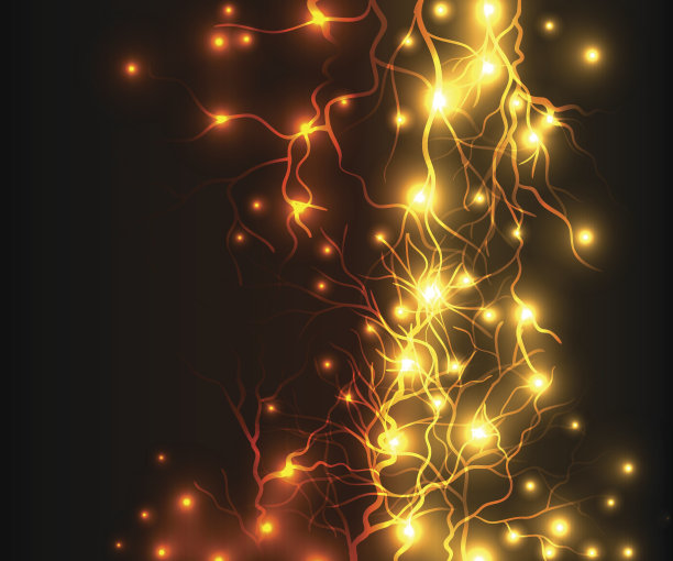 闪电金闪击抽象背景矢量插图图片下载