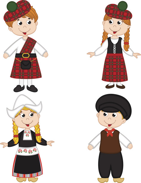 一组来自苏格兰和荷兰的孤立儿童图片下载