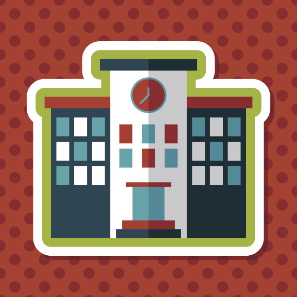 建筑学校平面图标与长阴影，eps10图片下载