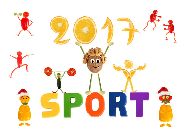 健康饮食。有趣的蔬菜在运动这个词上图片下载