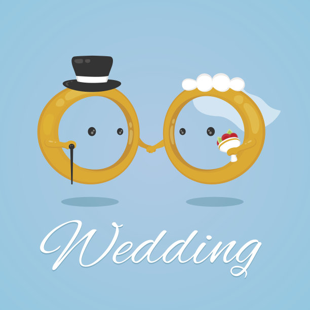 婚戒矢量平面设计插图图片下载