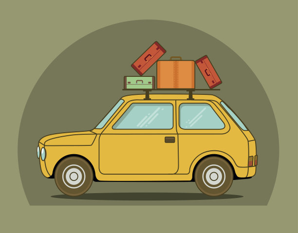 矢量插图的复古旅行汽车图片下载