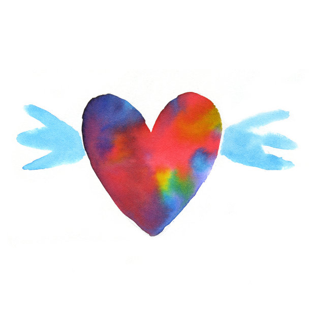 水彩红绘心图片下载