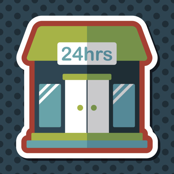 建筑方便商店平面图标与长影子，eps10图片下载