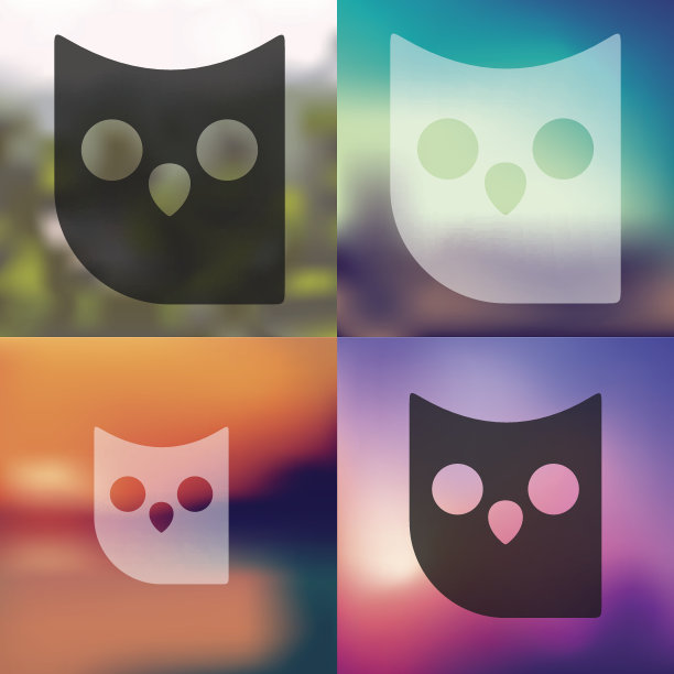 模糊背景上的猫头鹰图标图片下载