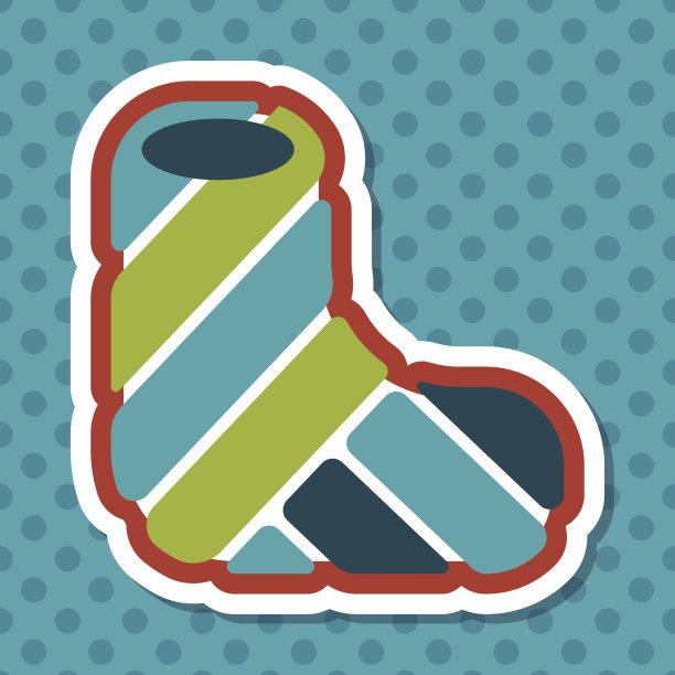 断腿石膏平图标与长影子图片下载